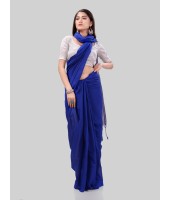 DESH BIDESH Women`s Khadi Cotton Handloom RupSagar Design Saree Without Blouse Piece(Blue)